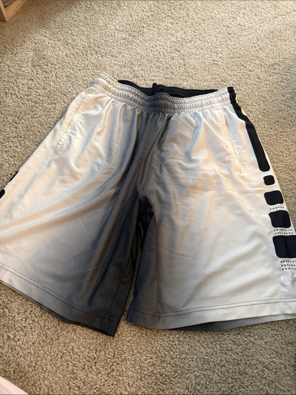 Nike Men's White Athletic Shorts with Black Accents